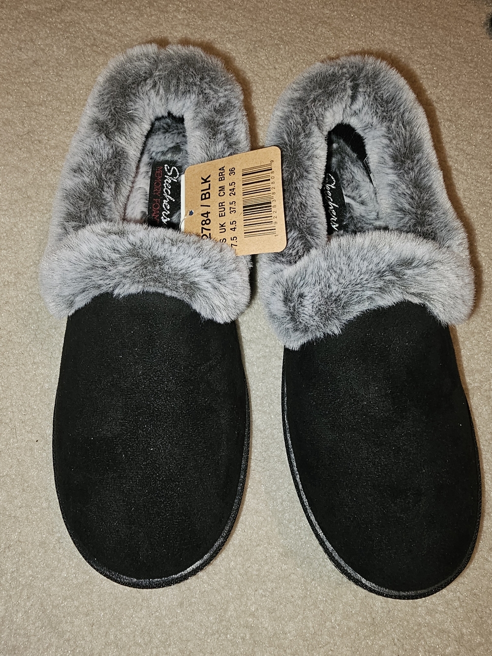 Skechers Plush Faux-Fur Lined Black Women’s Slippers